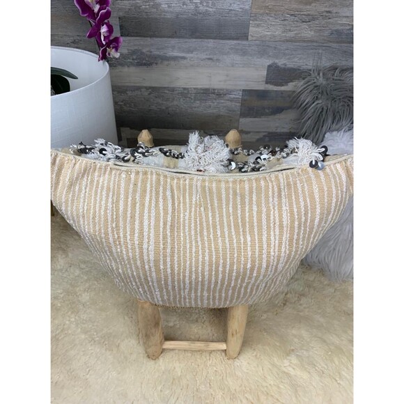 Vintage Moroccan Wedding Blanket Pillow, Sequined Handira Cushion 03YS00937 - Picture 9 of 10